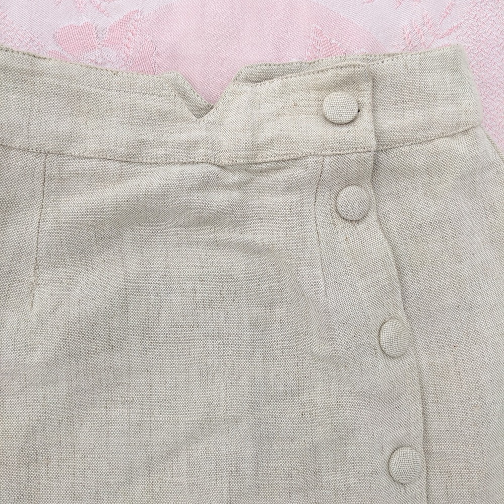 Ajaie Alaie Transitional Linen Skirt XS Beige Button Up Pencil Handmade Chakra - Picture 4 of 16